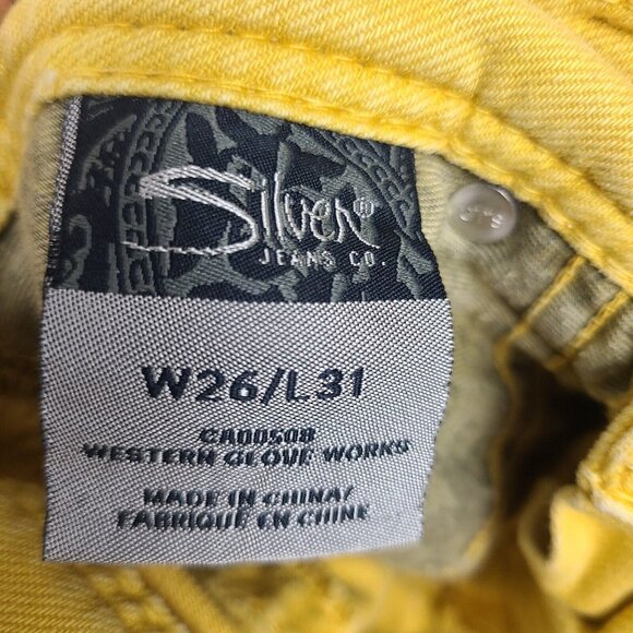 Women's Silver SUKI Skinny Jeans 26x31 Mustard Yellow - Picture 7 of 9